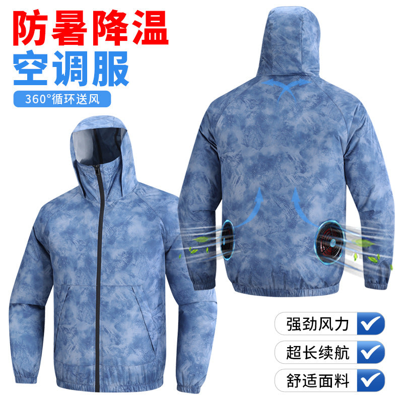New Fan Sun Protection Clothing, Heatstroke Prevention Outdoor Work Clothes, Refrigeration Fishing Clothing for Men and Women with Fans to Cool down