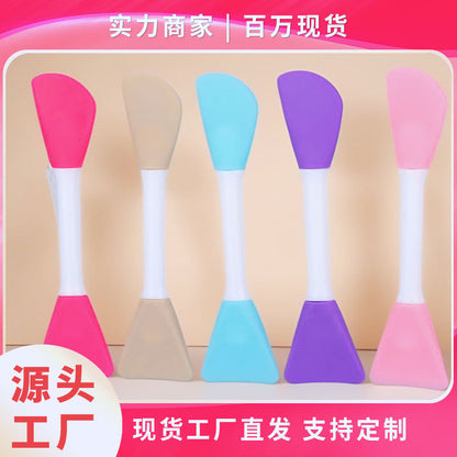 In-Stock Single Double-Sided Multi-Color Angled Flat Head Beauty Tpr Silicone Set Mask Brush and Beauty Tools