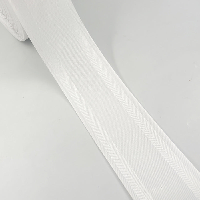 Thickened Jacquard Curtain Cloth Belt Pure White Flat Hook Perforated Polyester Spinning Belt Curtain Lining Belt Korean Pleated Ribbon E8