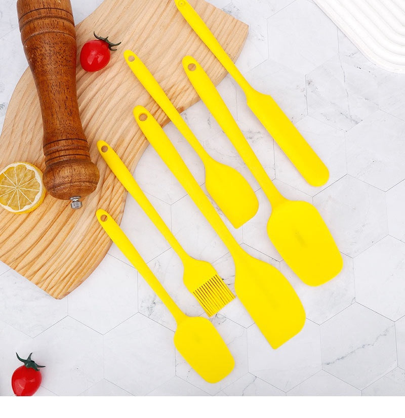 Factory in stock silicone baking 6-piece one-piece silicone scraper spatula oil brush household baking tools suit