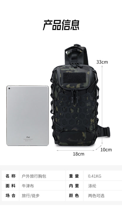 Men's Tactical Chest Bag, Crossbody Bag, Functional Outdoor Travel Lightweight Camouflage Shoulder Bag, Multi-Functional Lure Backpack