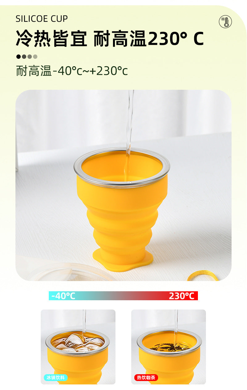 Cross-Border Silicone Foldable Water Cup, Portable Mouthwash Cup for Outdoor Travel, Lightweight and Convenient Cup, Watercup Portable