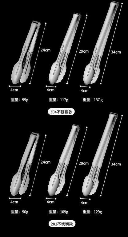 304 Stainless Steel Tongs Commercial Kitchen Tongs Barbecue Steak Barbecue Tongs Anti-Scalding Bread Tongs