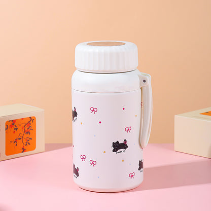 Cartoon cute high-value large-capacity new thermos stainless steel outdoor sports portable rope coffee cup
