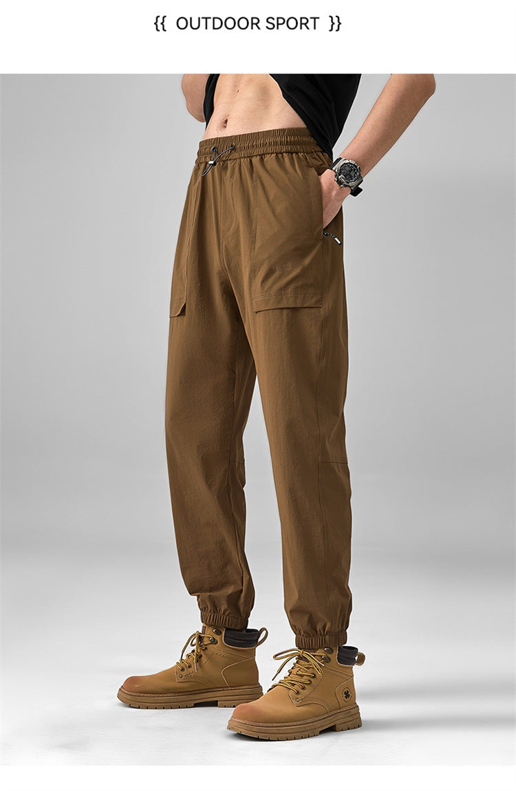 2024 Summer Thin Pants Soft Shell Waterproof Windproof Men's American Style Functional Outdoor Mountaineering Casual Crock Pants