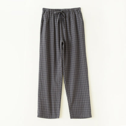 Couple Style Washed Home Pants for Men and Women, Pure Cotton Plaid Pajama Pants, Living Pants, Spring and Autumn Style, Japanese Warehouse Available for Wholesale