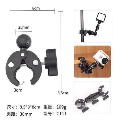 Action Camera Handlebar Bracket, Cycling Navigation Double-Head Clamp Bracket, Universal Ball Head Motorcycle Mobile Phone Holder