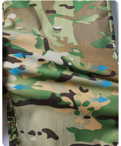 Outdoor Summer Camouflage Clothing suit Men's Wear-resistant Tear-resistant Multi-pocket Labor Protection Breathable Quick-drying Training Clothing Men's Tooling