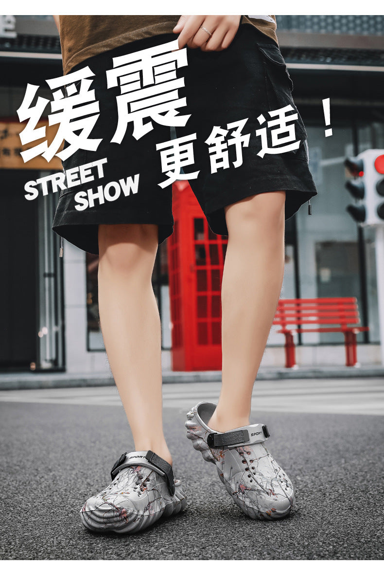 One Shoe, Two Wear, Fashionable Large Size Cross-Border Clogs, Men's Outer Wear, Casual Toe-Toe Slippers, Outdoor Trendy Men's Beach Shoes