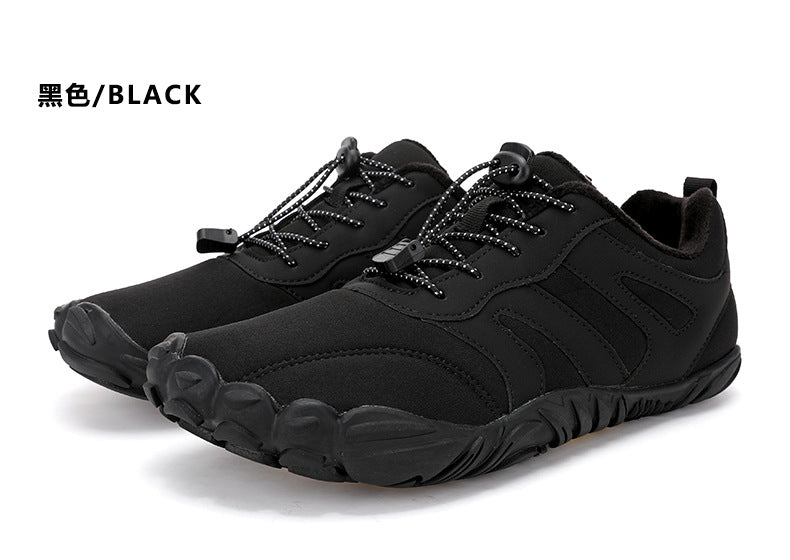Outdoor Snow Boots, Home Cross-Border Winter New Style, Non-Slip Short Style, Fleece-Lined Warm Cotton Shoes, Thick-Soled Barefoot Five-Toe Shoes