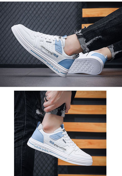 Men's Shoes Korean Style Trendy All-match Trendy Shoes Sports Winter 2023 New White Shoes Skate Shoes Waterproof Casual Leather Shoes