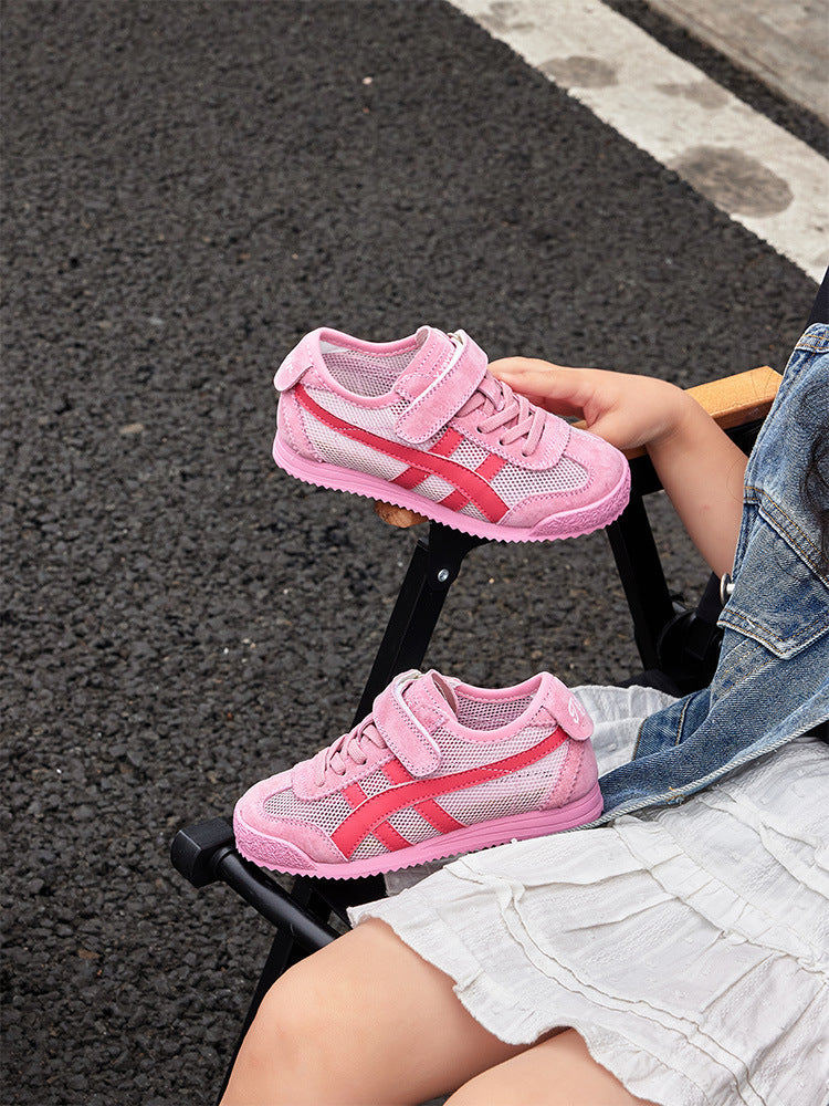 Genuine Leather Boys' Sneakers 2026 Summer New Style Children's Mesh Casual Shoes Breathable Girls' Sports Shoes White Shoes