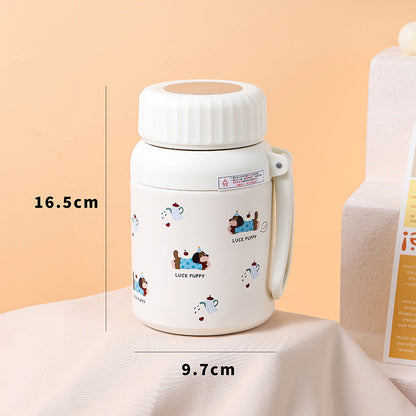 Cartoon cute high-value large-capacity new thermos stainless steel outdoor sports portable rope coffee cup