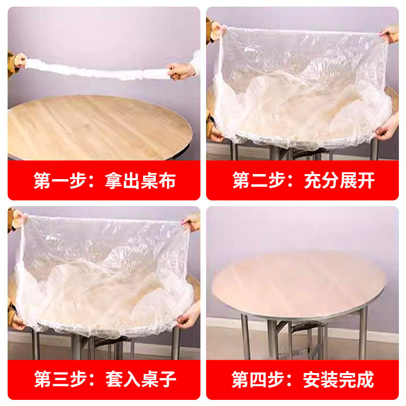 Disposable Tablecloth with Elasticated Edges for Round and Square Tables, Thickened Multifunctional Dining Tablecloth, Red Banquet Windproof Elastic Table Cover
