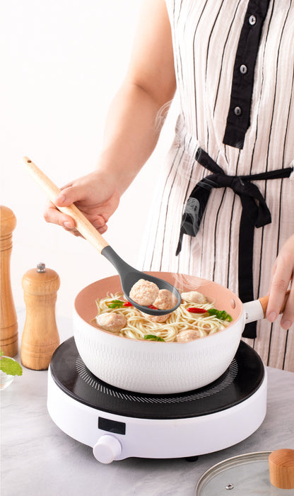 Wholesale Wooden Handle Silicone Kitchenware 12 Pieces suit Household Non-Stick Cooking High Temperature Resistant Cooking Silicone Spoon suit