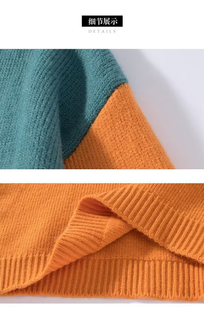 2023 autumn and winter new men's striped sweater men's casual trendy bottoming shirt color matching pullover trendy brand sweater men