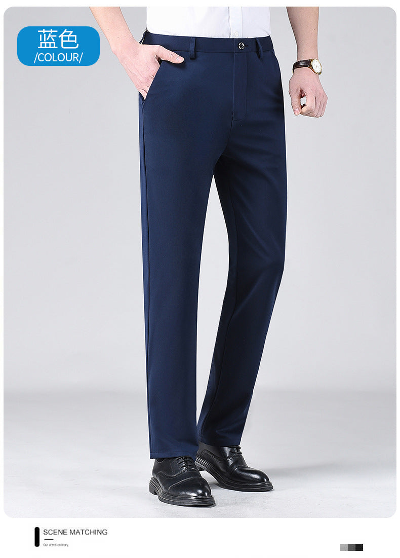 Live popular Tiger head summer thin men's casual pants men's straight business dad suit pants men's stretch long pants