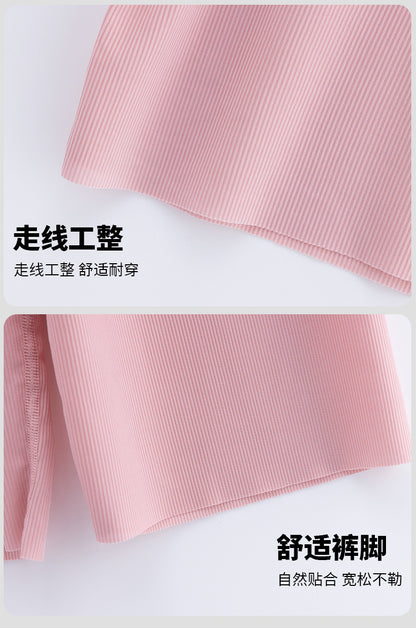 Summer New Style Boys' Short-Sleeved Loose Seamless Ice Silk Home Clothes Children's Two-Piece Set Girls' Pajamas Set Wholesale