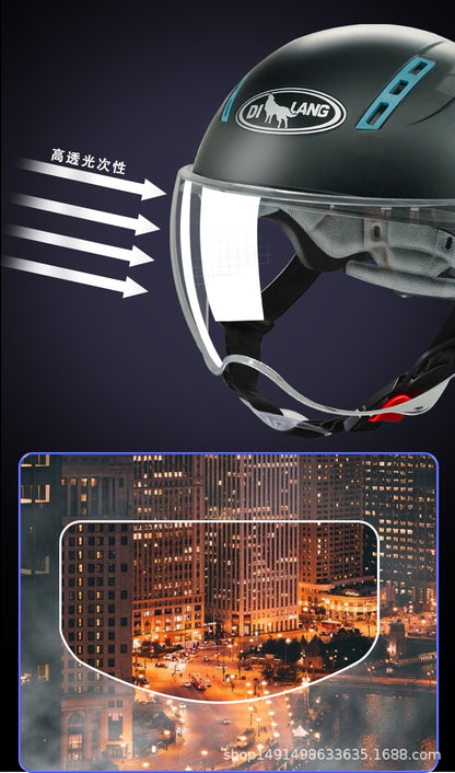 3C certified electric motorcycle helmet summer sun protection Cycling men and women battery half helmet Four Seasons universal helmet