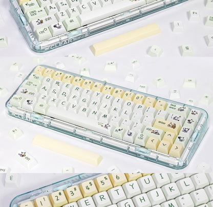 XDA Height Pacha Dog Theme Pattern Yellow Green Keycap Thermal Sublimation Mechanical Keyboard Cap Small Full Set PBT Keycap