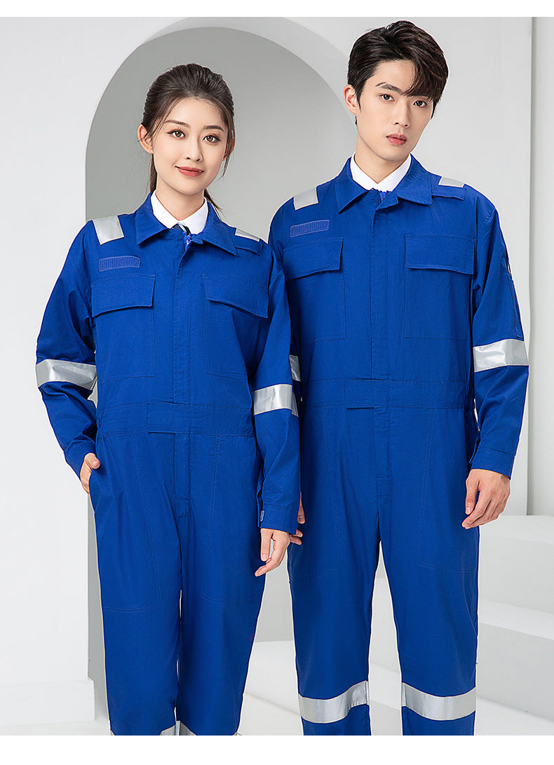 Marine Crew Reflective Strip Pure Cotton Overalls Long-sleeved Men's Summer Wear-resistant Electric Welding Shipyard Workshop Labor Insurance Clothing