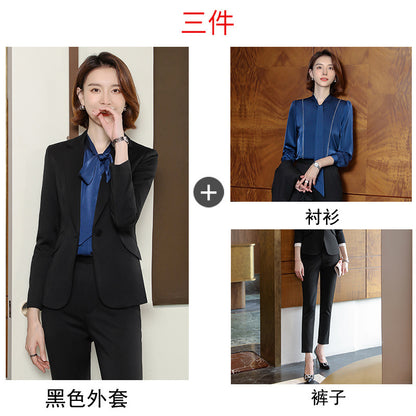 2023 autumn and winter professional style suit female manager professional attire temperament goddess fan sense suit suit pink small suit