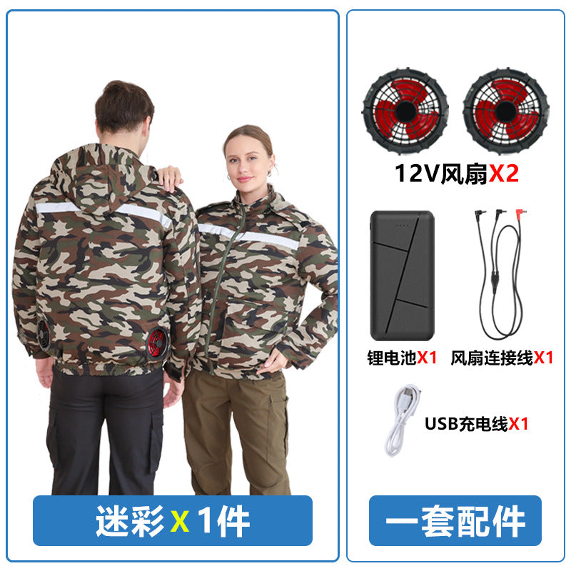 Summer Air-Conditioned Clothing for Outdoor Labor Protection, Cooling and Sun Protection Clothing, Hooded Fan Clothing for Men and Women, Specially Designed for Outdoor Labor Protection