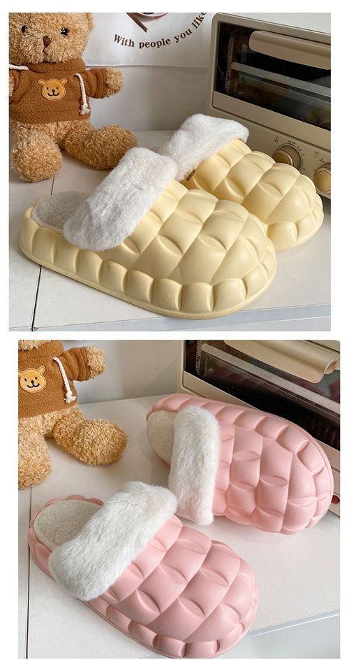 Women's Winter Cotton Slippers with a Stepping-On-Clouds Feel, Trendy Casual Closed-Toe Indoor Waterproof Warm Thick-Soled Cotton Slippers for Women
