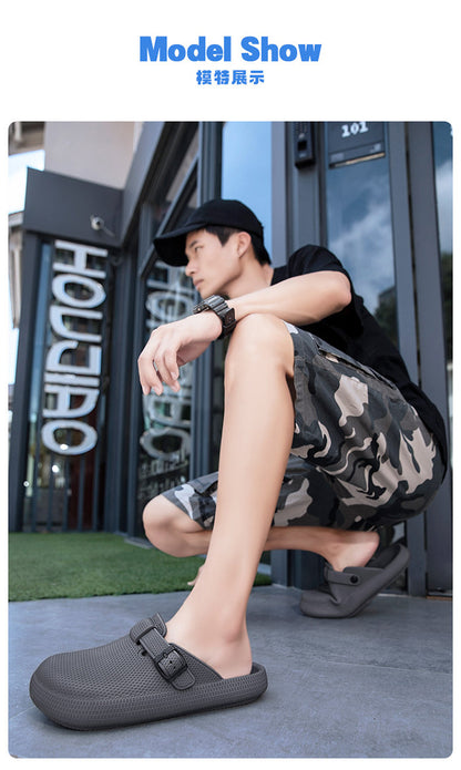2025 Men's Closed-Toe Sandals Large Size Outdoor Non-Slip Thick-Soled Clogs Women's Half-Slip Couple's Same Style