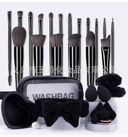 Cross-border makeup brush suit 31-piece set combination beauty egg powder puff portable storage bag foundation brush beauty wholesale