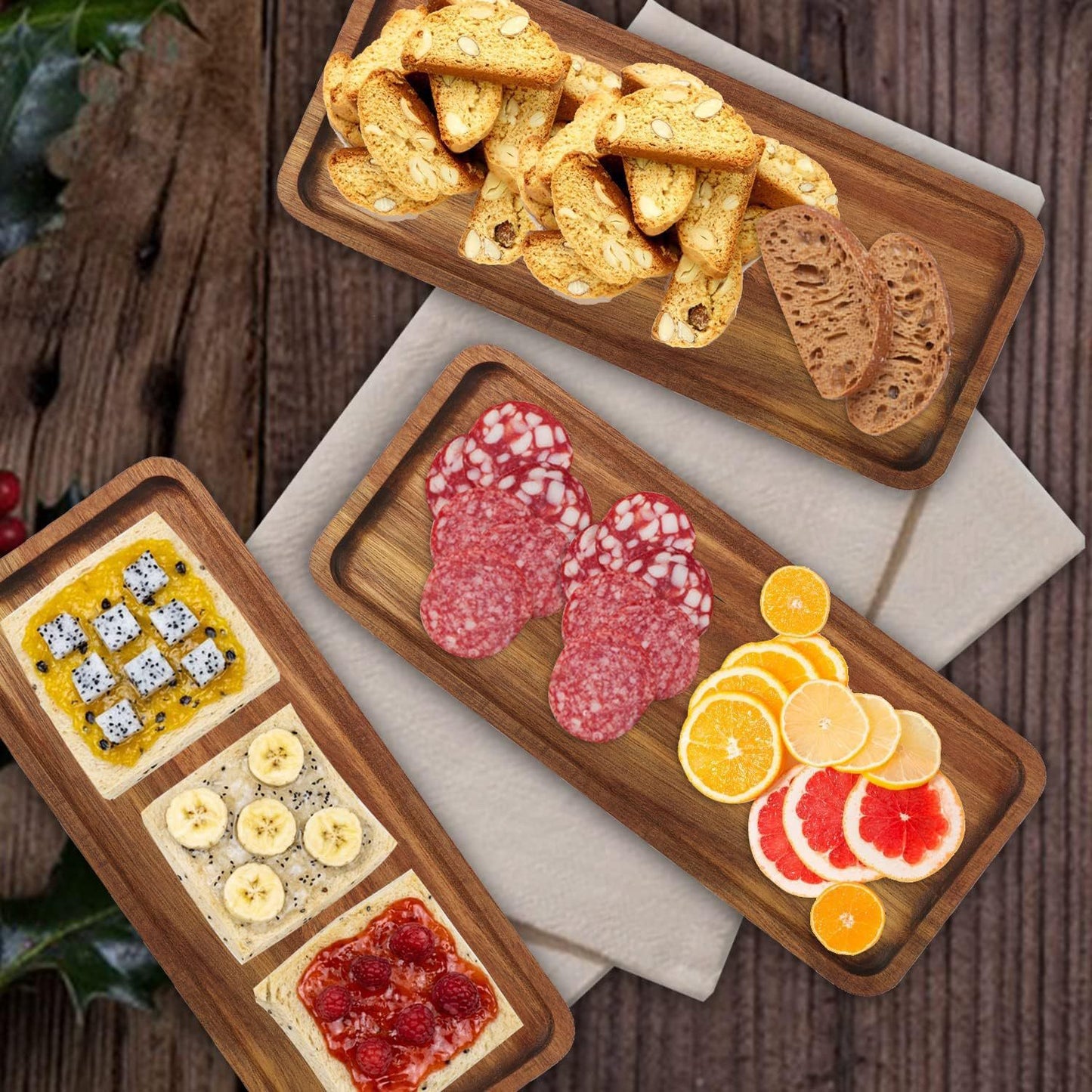 Acacia Wooden Tray Western Food Hotel Tray Tea Tray Fruit Plate Nut Plate Food Bread Tray Rectangular