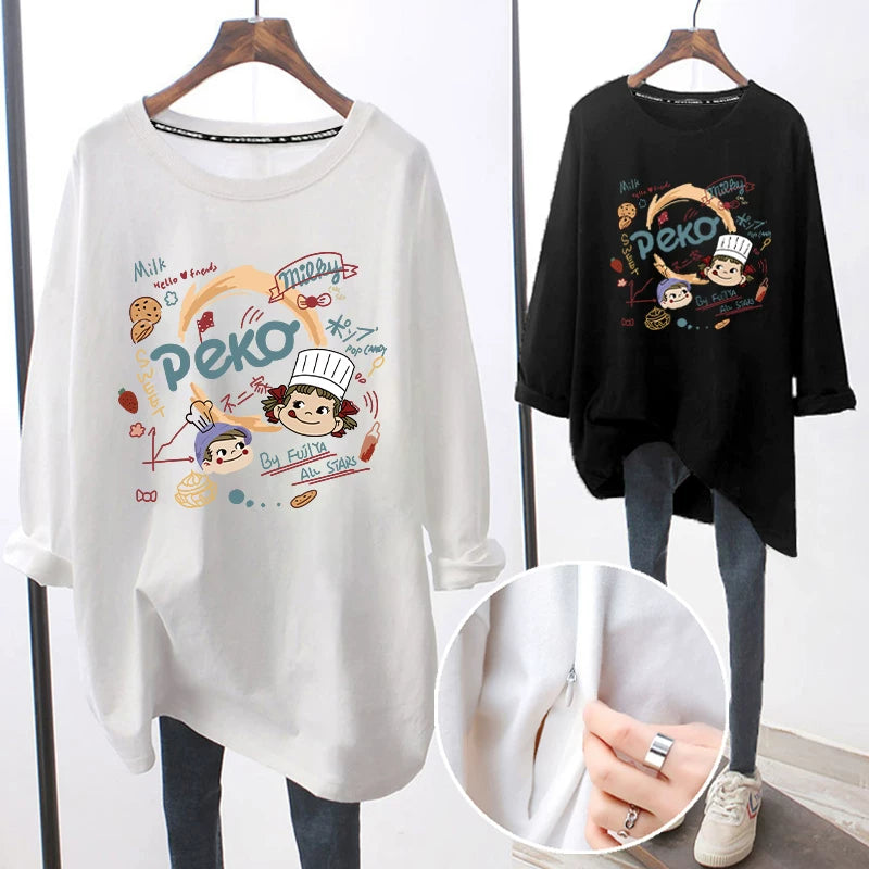 Breastfeeding Top Autumn Base Shirt Hot Mom's Out-of-the-way Breastfeeding Long-sleeved T-shirt for Spring and Autumn Postpartum Breastfeeding Clothes
