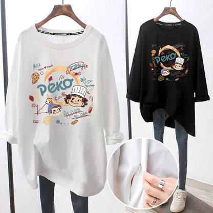 Breastfeeding Top Autumn Base Shirt Hot Mom's Out-of-the-way Breastfeeding Long-sleeved T-shirt for Spring and Autumn Postpartum Breastfeeding Clothes