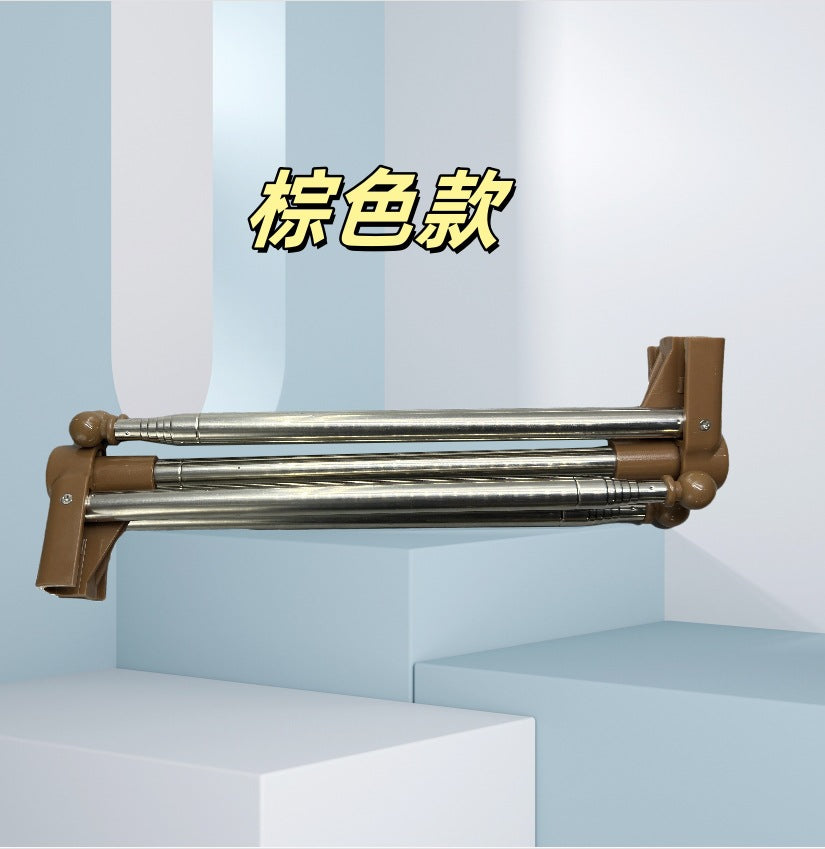 Portable Telescopic Folding Drying Rack Stainless Steel Telescopic Folding Hanger Household Bold Travel Clothes Bar