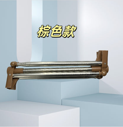 Portable Telescopic Folding Drying Rack Stainless Steel Telescopic Folding Hanger Household Bold Travel Clothes Bar