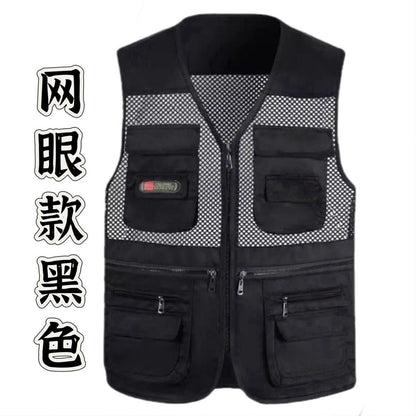 Cross-Border Outdoor Multi-Pocket Vest Men's Fishing Vest Photography Middle-Aged Men's Tops Work Clothes Middle-Aged and Elderly Dad Wear