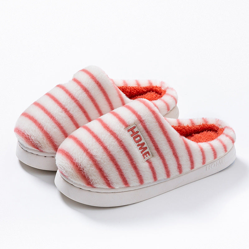 Cotton Slippers for Women in Autumn and Winter Indoor Home Non-Slip Thick-Soled Couple Style Plush Warm and Comfortable Home Cotton Slippers for Men