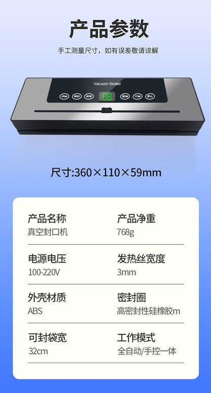 Vacuum Sealing Machine Packaging Fresh-keeping Machine Small Household Vacuum Food Air Sealing Machine] Fully Automatic Plastic
