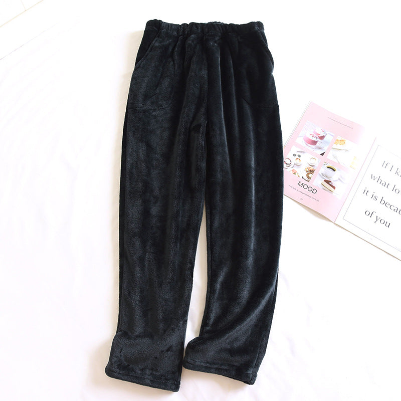Flannel Women's Pajama Pants Fall/Winter Men's Loose Warm Simple New Couple's Home Pants Pants Winter One-Piece Hair