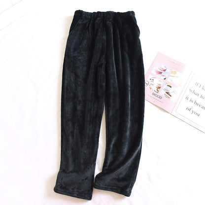 Flannel Women's Pajama Pants Fall/Winter Men's Loose Warm Simple New Couple's Home Pants Pants Winter One-Piece Hair