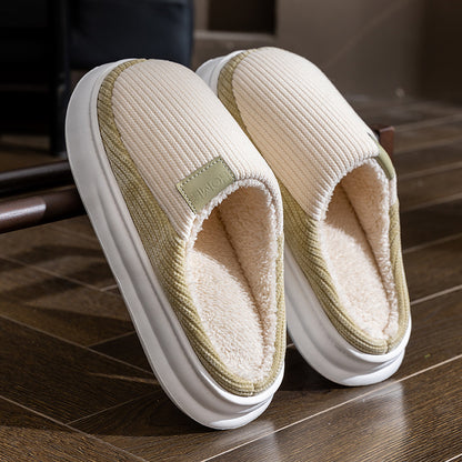 Non-Slip Simple Cotton Slippers for Men in Winter 2025 New Indoor Home Warm Plush Thickeneded Cotton Slippers for Women to Wear Outside