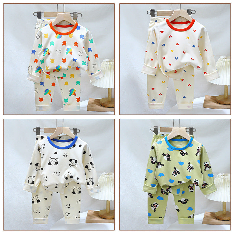 Children's Pajamas suit 2024 Autumn Baby Lycra Underwear Boys Home Clothes Girls Autumn Clothes Pants Children's Clothing Wholesale