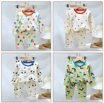 Children's Pajamas suit 2024 Autumn Baby Lycra Underwear Boys Home Clothes Girls Autumn Clothes Pants Children's Clothing Wholesale