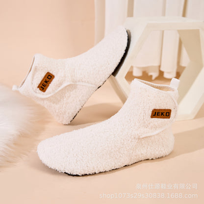Cross-Border Large Size Shein Winter New Women's Velcro Home Indoor Non-Slip Warm Long Plush Snow Boots
