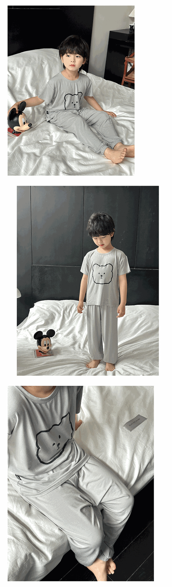 Children's Modal Pajamas Summer Thin Short-sleeved Trousers Ice Silk Middle-aged Boys and Girls Home Suit Summer