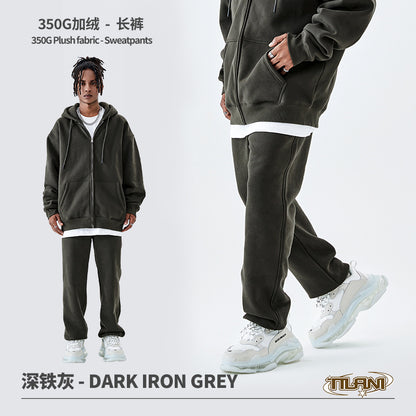 Tilani Men's Sweatshirt Cross-Border Casual Sports Suit Fashionable Pure Color Sweatshirt for Men and Women Simple Zipper Hoodie