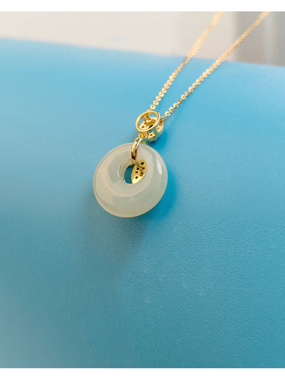 S925 Sterling Silver Clavicle Necklace Women's Summer Hetian Jade Fish Tail Pendant Simple Accessible Luxury Niche High-End Accessories