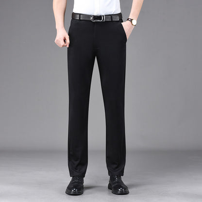 Business Casual Pants Men's Vertical Straight Dress Men's Spring and Summer Loose plus size Non-ironing Long Pants Stretch Pants