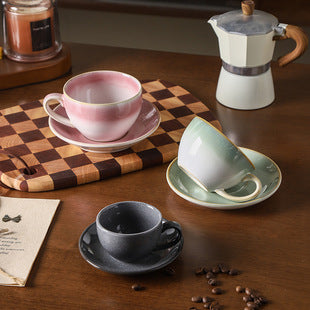 Retro High-grade Sense Striped Kiln Change Ceramic Cup Hotel Home Office Milk Coffee Cup Afternoon Tea Drinking Cup