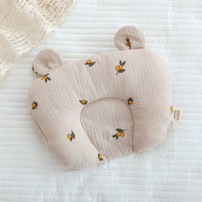 Class A cotton baby gauze baby anti-deflection head shaped pillow sweat-absorbing breathable Four Seasons suitable for newborn comfort pillow